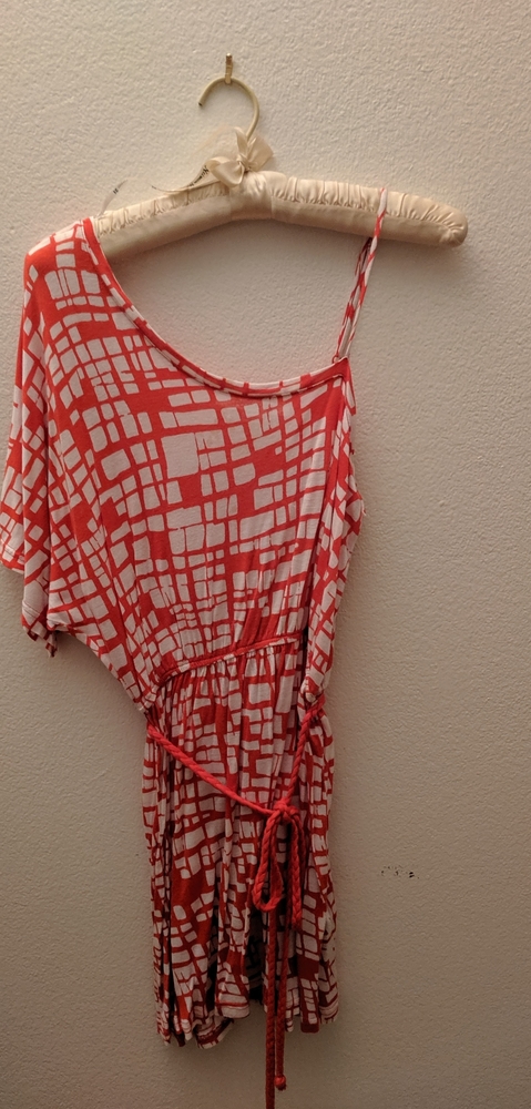 Red asymmetrical summer dress